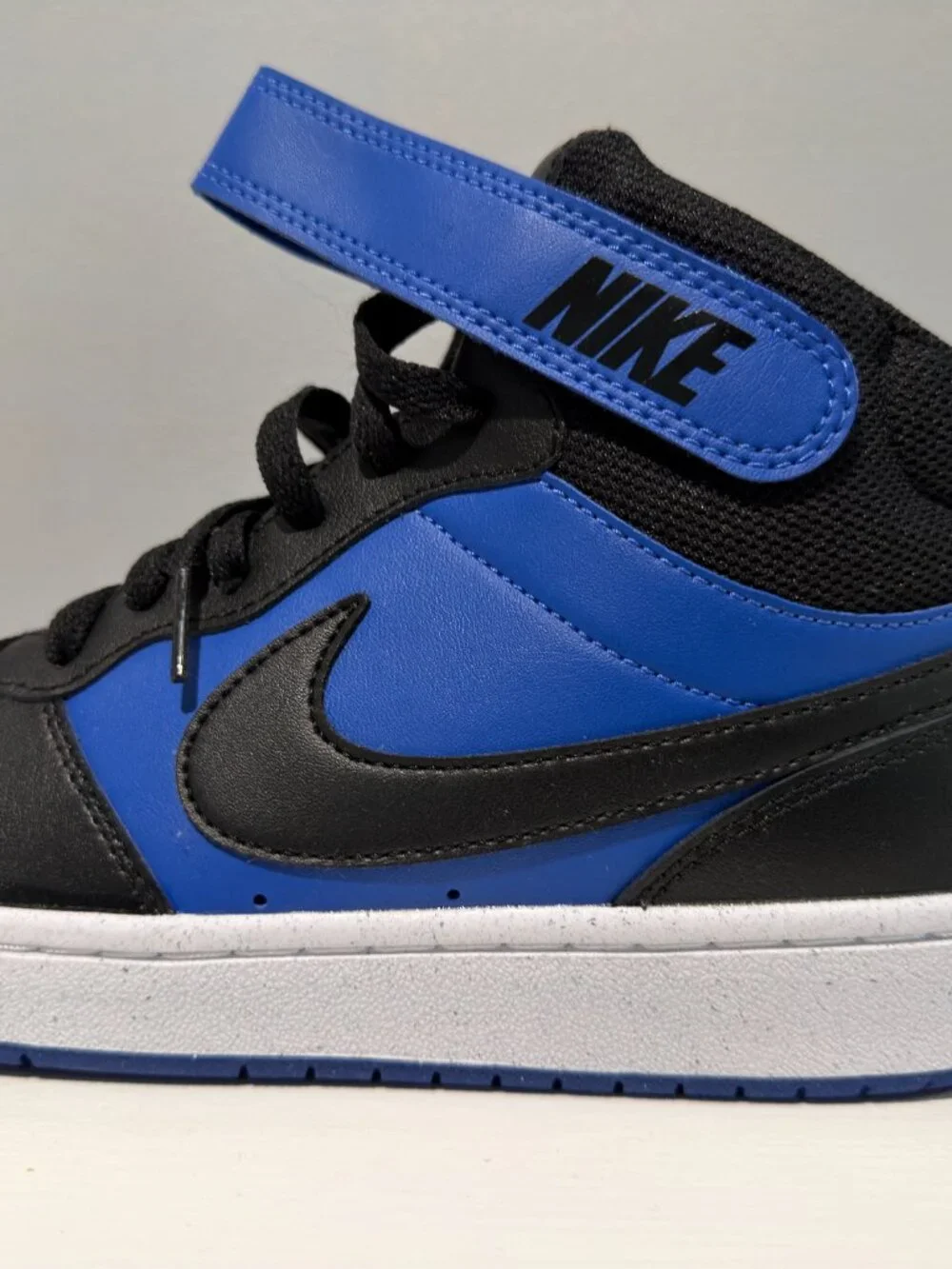 Nike Court Borough Mid 2 Kids Sneakers Blue Black Strap Shoes Size 7